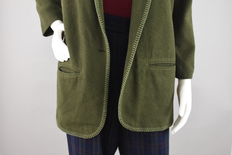 Vintage Green Wool Bend Blazer Women's Small