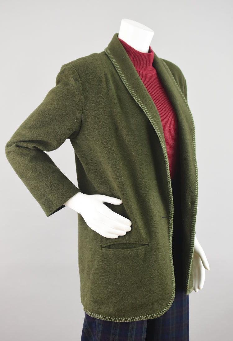 Vintage Green Wool Bend Blazer Women's Small