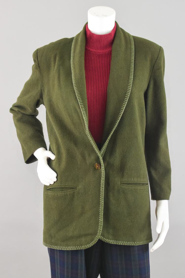 Vintage Green Wool Bend Blazer Women's Small