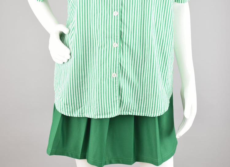 Vintage Karen Scott Green Striped Short Sleeve Shirt, Women's Large