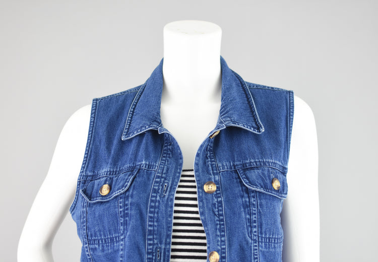 90s Sleeveless Denim Jean Shirt, Talbots Petite Medium