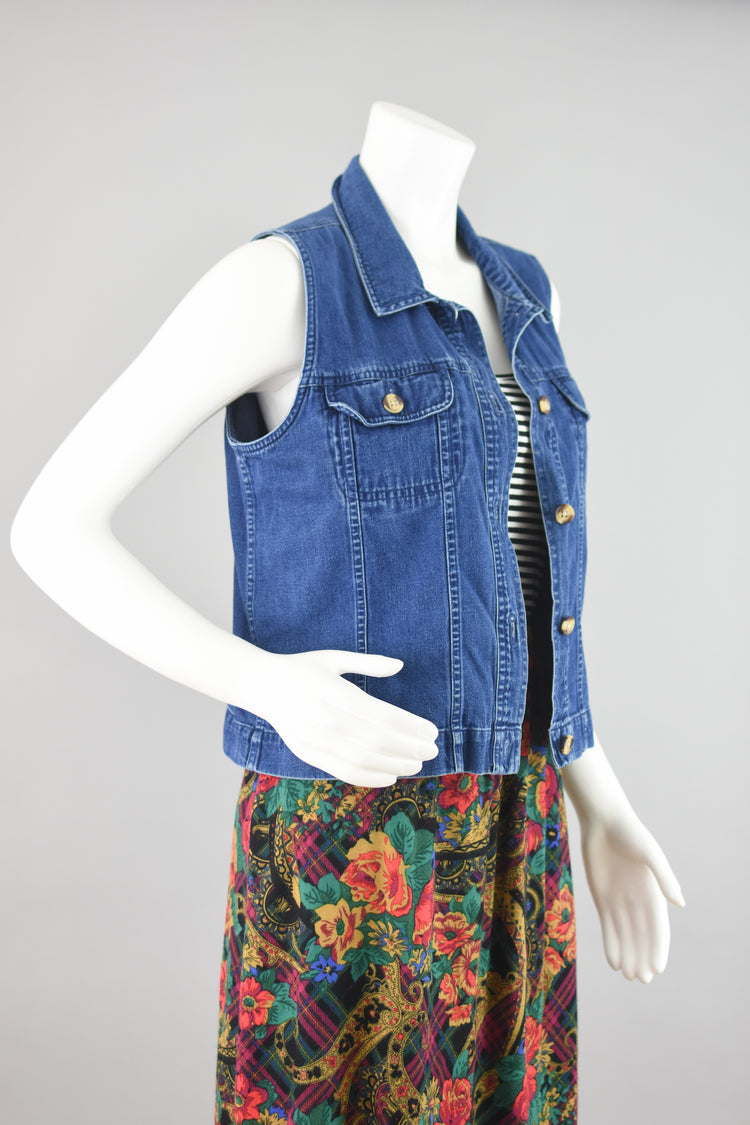 90s Sleeveless Denim Jean Shirt, Talbots Petite Medium