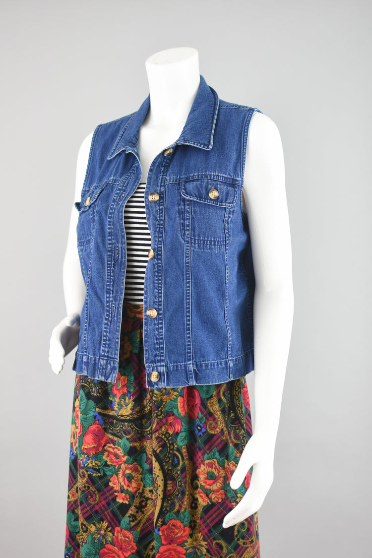 90s Sleeveless Denim Jean Shirt, Talbots Petite Medium