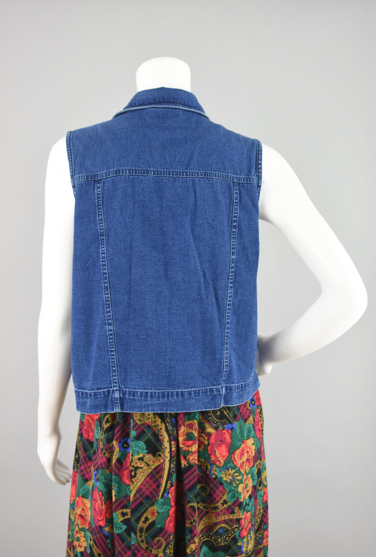 90s Sleeveless Denim Jean Shirt, Talbots Petite Medium