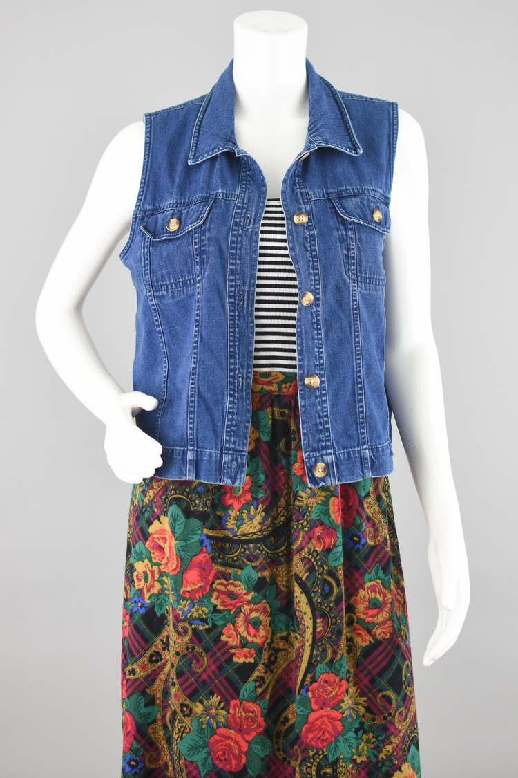 90s Sleeveless Denim Jean Shirt, Talbots Petite Medium