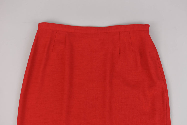 Vintage Red High Waisted Pencil Skirt, Women's Size 16, 34" Waistline