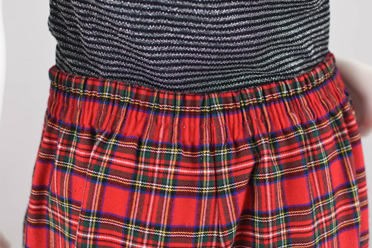 90s Red Plaid Pleated Stirrup Pants, 30" Waistline