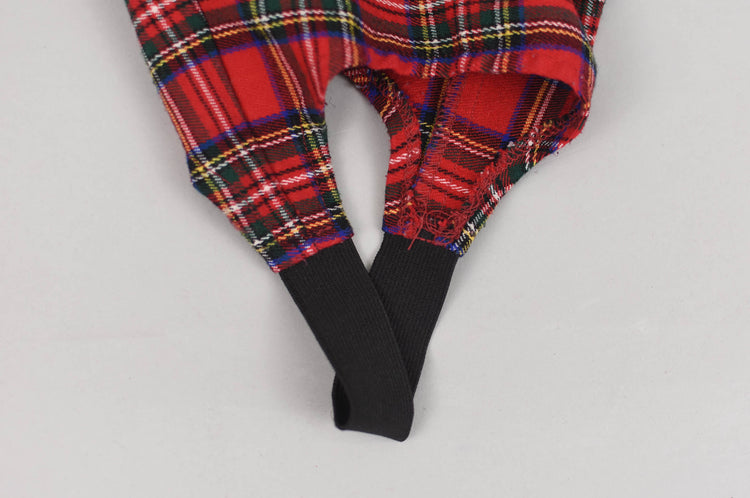 90s Red Plaid Pleated Stirrup Pants, 30" Waistline