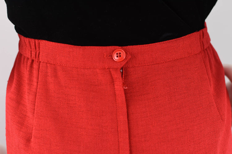 Vintage Red High Waisted Pencil Skirt, Women's Size 16, 34" Waistline