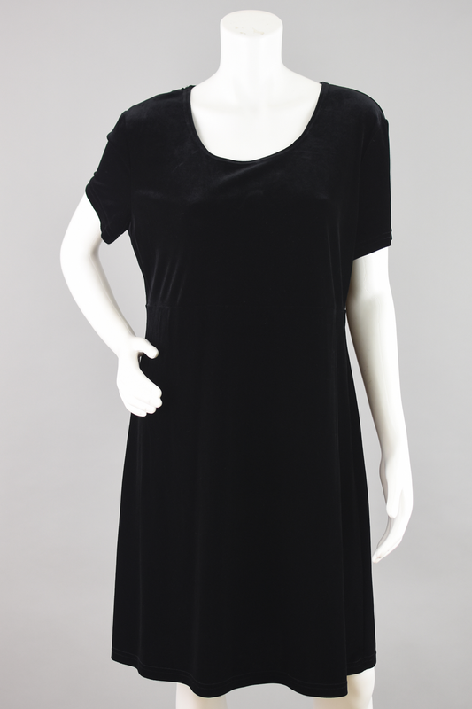 90s Short Sleeve Black Velvet Party Dress NWT, Women's Extra Large