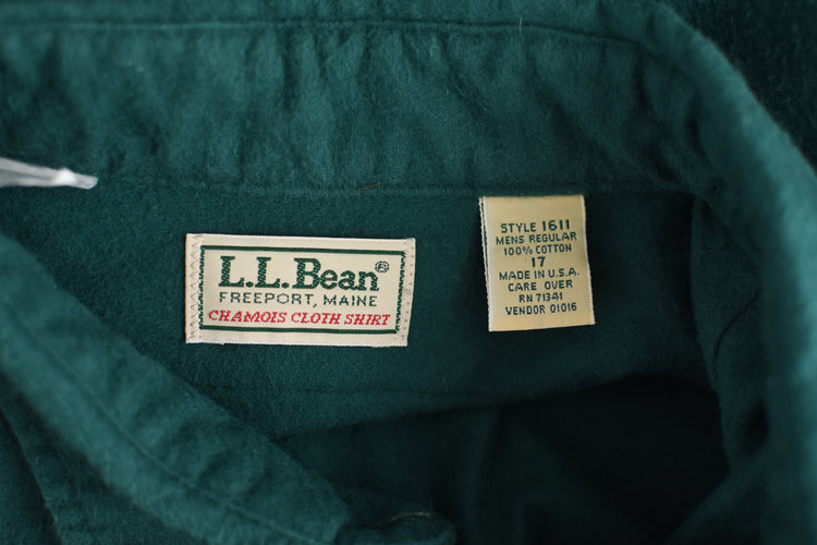 Vintage L.L. Bean Green Chamois Cloth Shirt, Men's XL