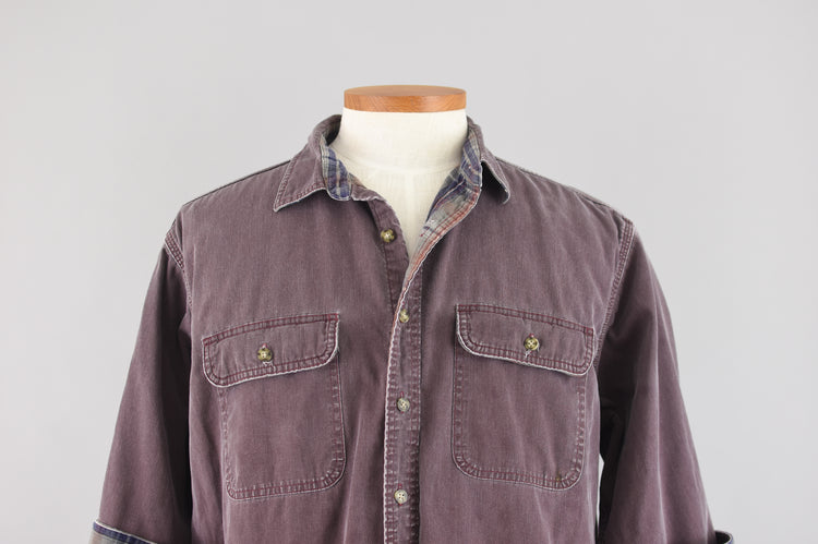 Vintage L.L. Bean Distressed Purple Button Down Shirt Men's Large