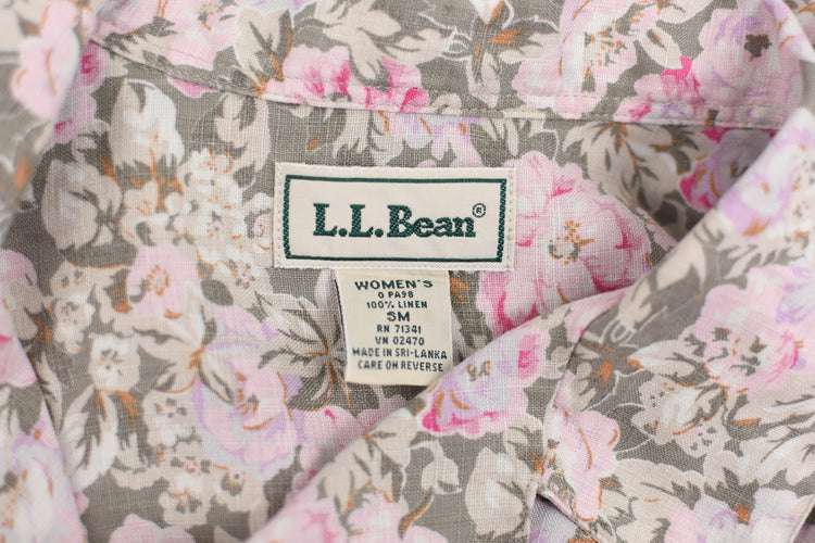 Vintage L.L. Bean Linen Floral Shirt Women's Small