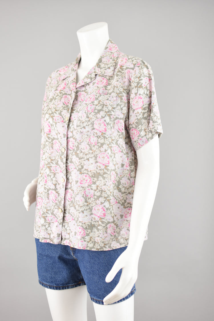 Vintage L.L. Bean Linen Floral Shirt Women's Small