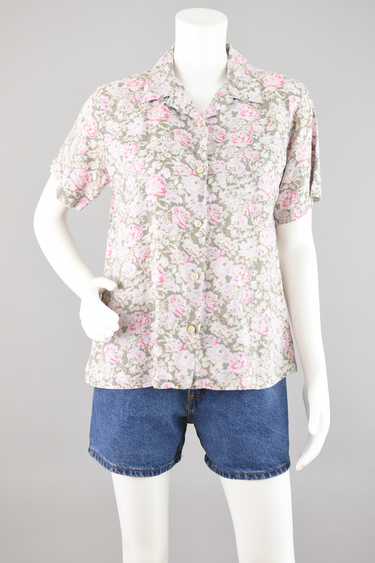 Vintage L.L. Bean Linen Floral Shirt Women's Small