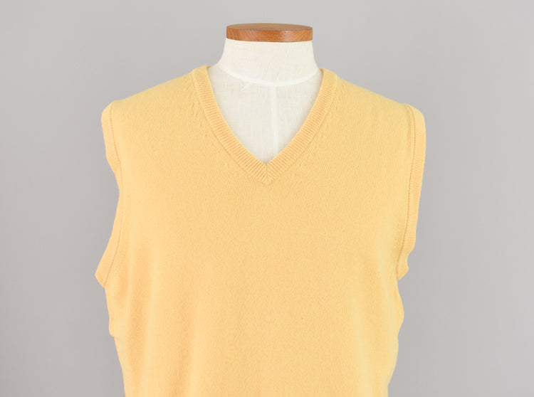 Vintage L.L. Bean Yellow Lambswool Sweater Vest Men's Large Regular