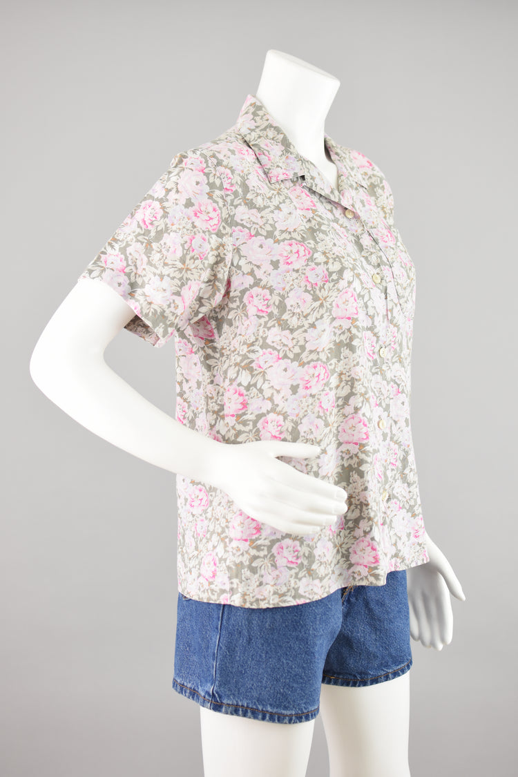 Vintage L.L. Bean Linen Floral Shirt Women's Small