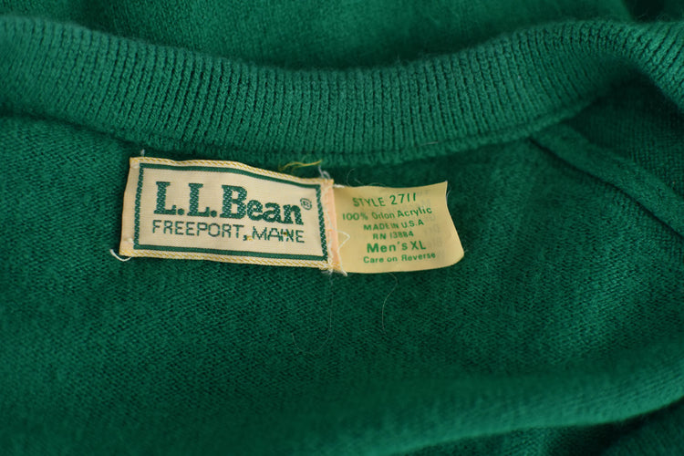 70s L.L. Bean Green V-neck Sweater Men's Extra Large