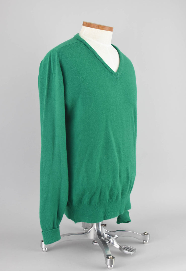 70s L.L. Bean Green V-neck Sweater Men's Extra Large