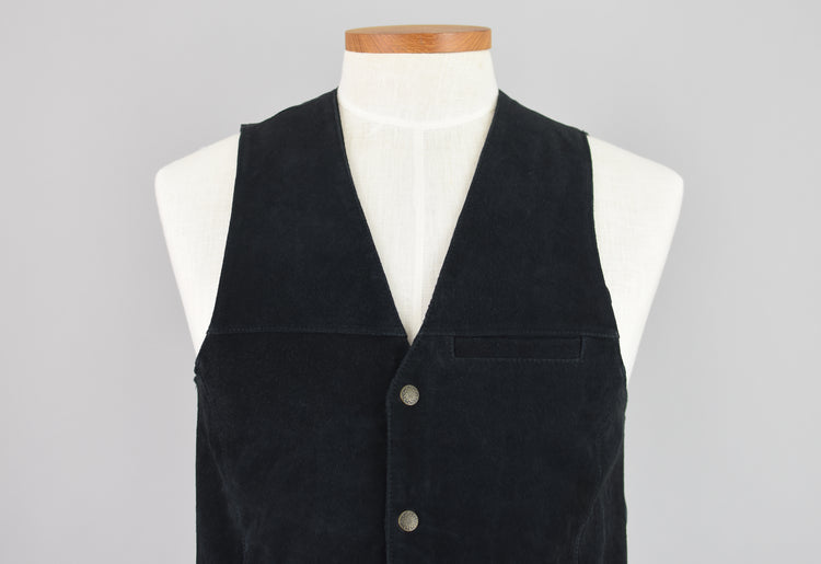 Vintage Black Suede Leather Vest, John Blair Men's Small