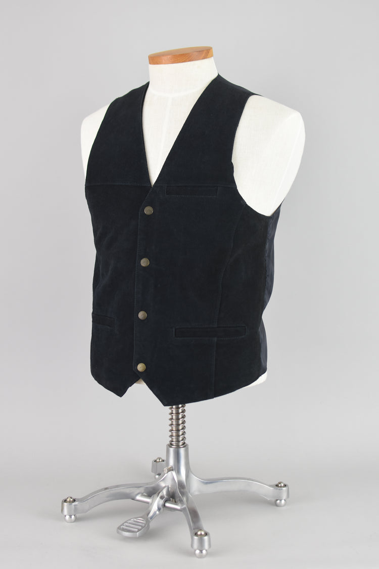 Vintage Black Suede Leather Vest, John Blair Men's Small