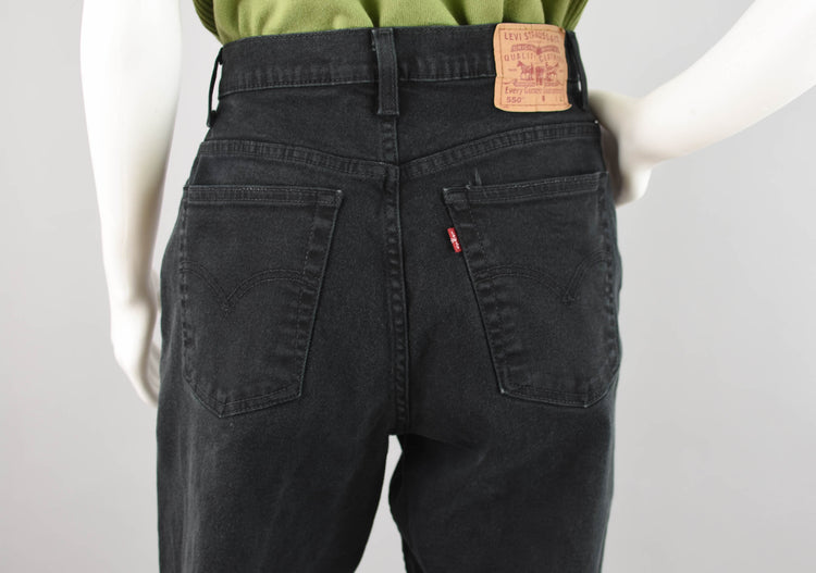 Y2K Levi's 550 Black High Waisted Jeans, Misses 14 Long, 32" Waist