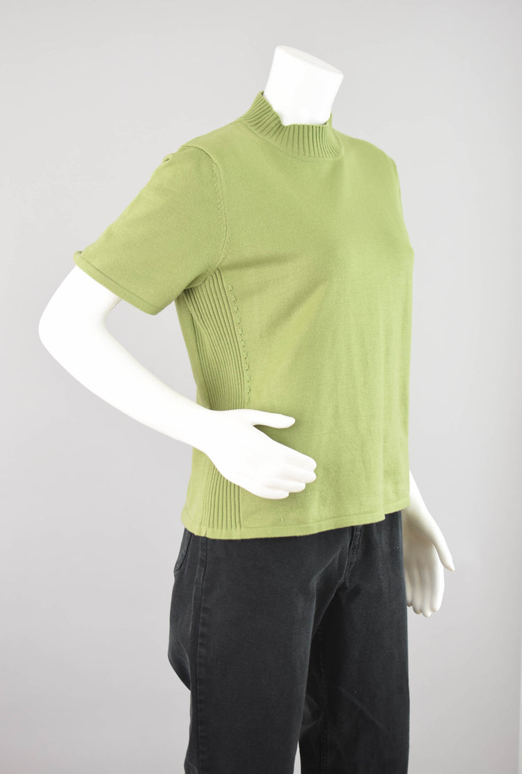 90s Chartreuse Green Mockneck Top, Women's Large