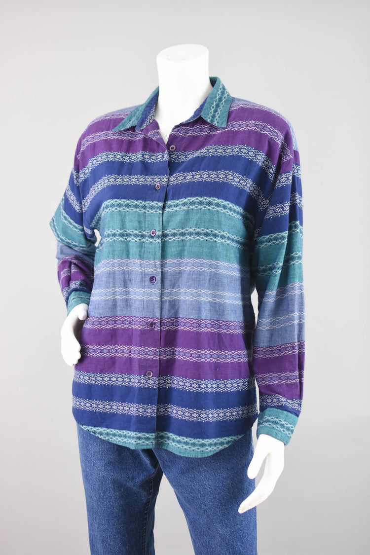 Vintage Southwestern Long Sleeve Shirt, Women's Medium