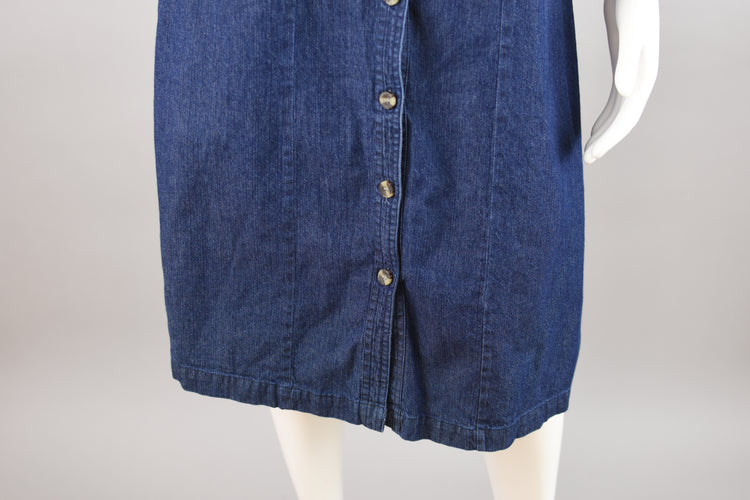 90s Sleeveless Midi Button Down Jean Dress, Women's Size 10