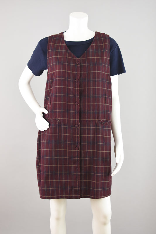 Vintage Plaid Button Down Pinafore Women's Medium