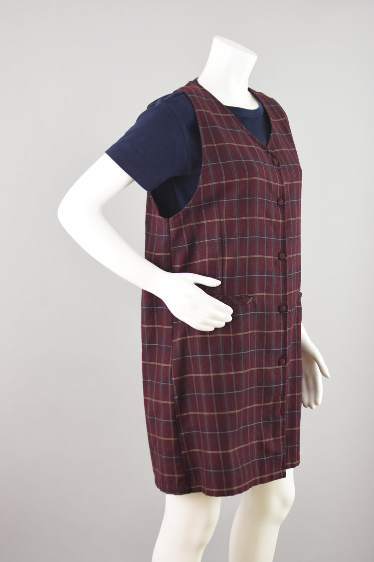 Vintage Plaid Button Down Pinafore Women's Medium