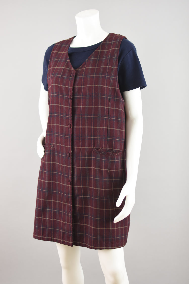 Vintage Plaid Button Down Pinafore Women's Medium