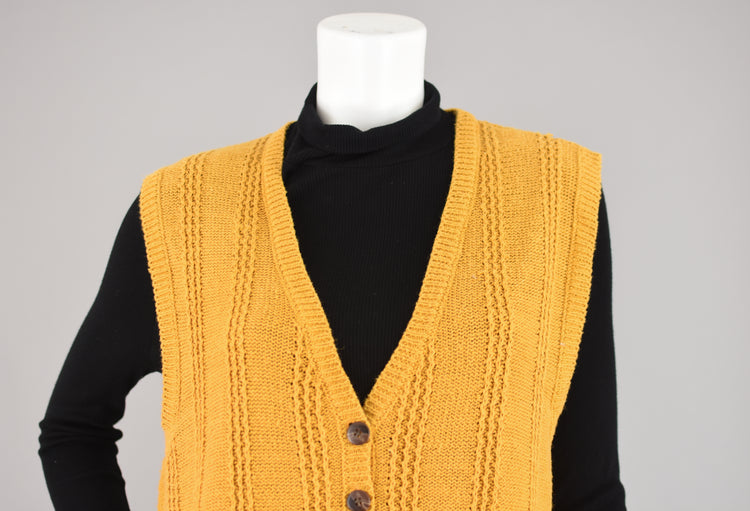 90s Mustard Yellow Sweater Vest Women's Large