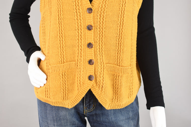 90s Mustard Yellow Sweater Vest Women's Large