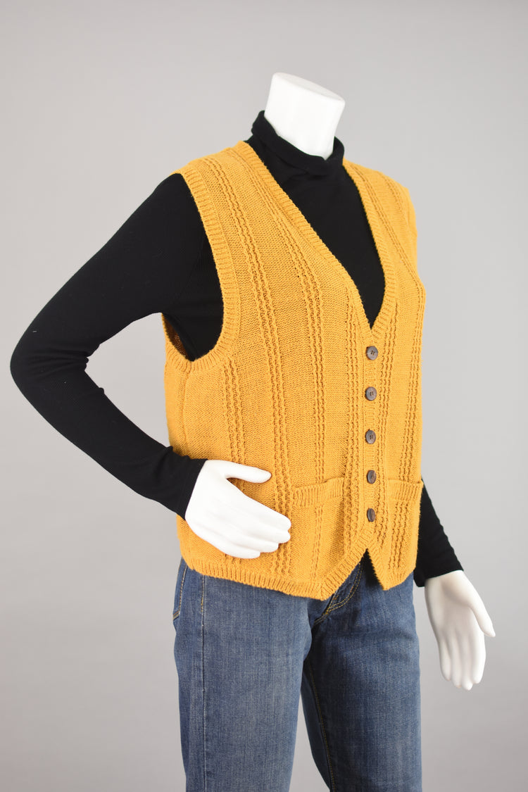 90s Mustard Yellow Sweater Vest Women's Large