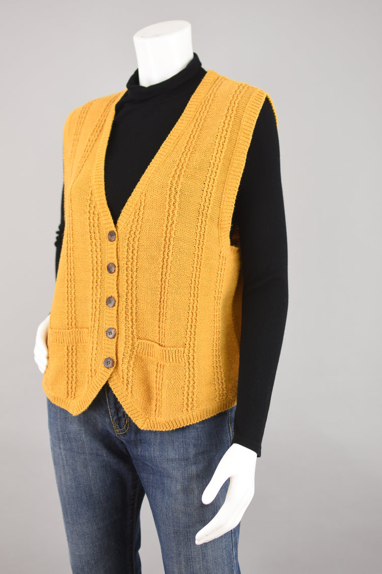 90s Mustard Yellow Sweater Vest Women's Large