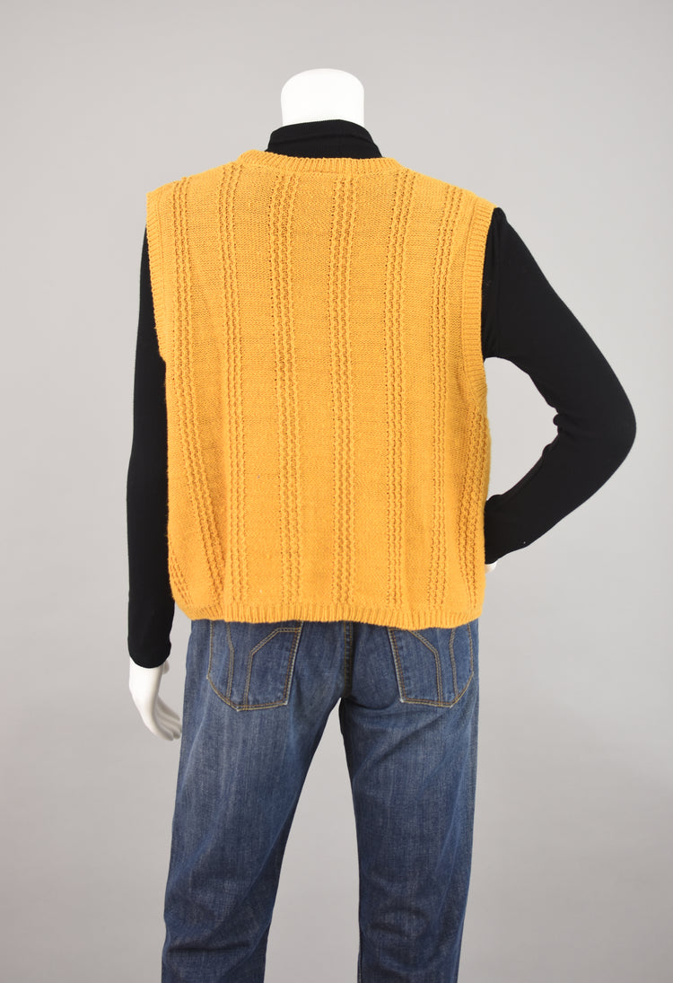 90s Mustard Yellow Sweater Vest Women's Large