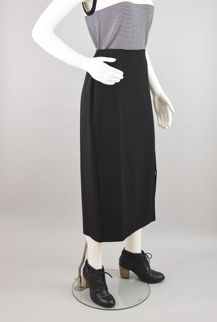 90s Long Black Skirt with Side Slit NWT, Women's 1X, 36" Waist