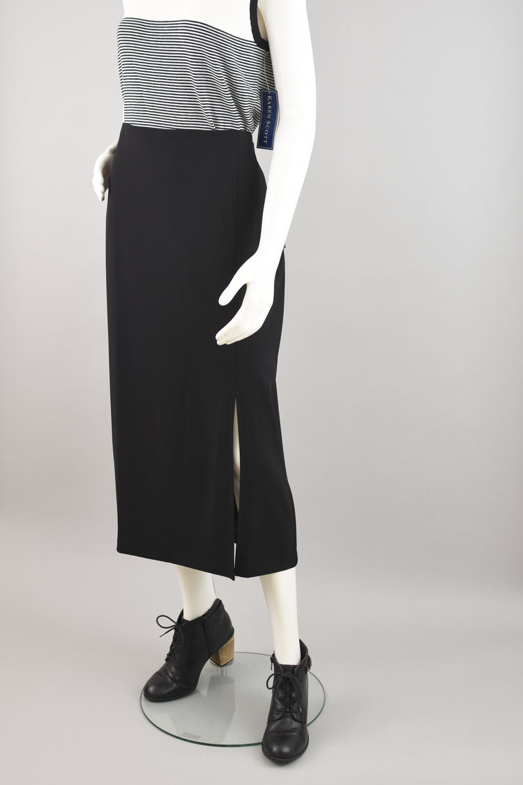 90s Long Black Skirt with Side Slit NWT, Women's 1X, 36" Waist