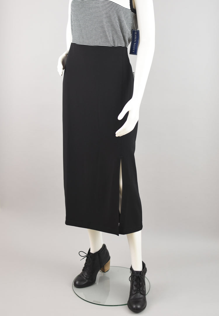 90s Long Black Skirt with Side Slit NWT, Women's 1X, 36" Waist