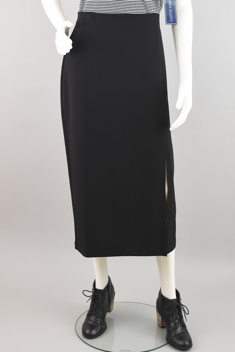 90s Long Black Skirt with Side Slit NWT, Women's 1X, 36" Waist