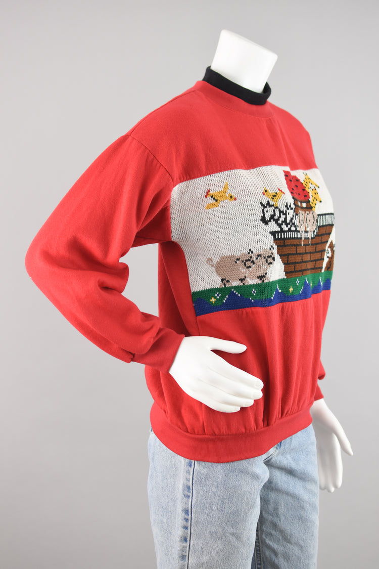 80s Noah's Ark Red Sweatshirt Women's Medium