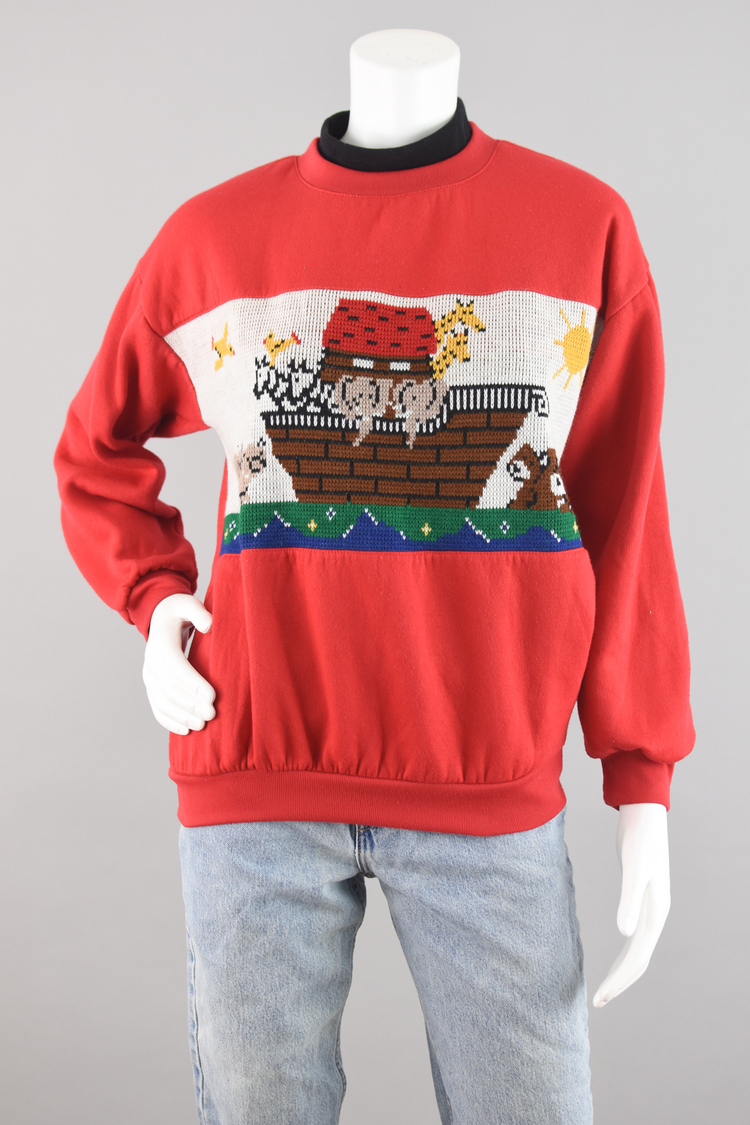 80s Noah's Ark Red Sweatshirt Women's Medium