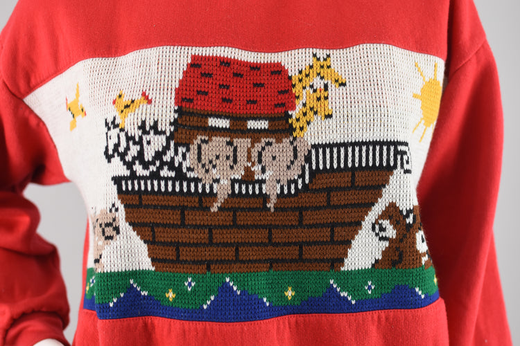 80s Noah's Ark Red Sweatshirt Women's Medium