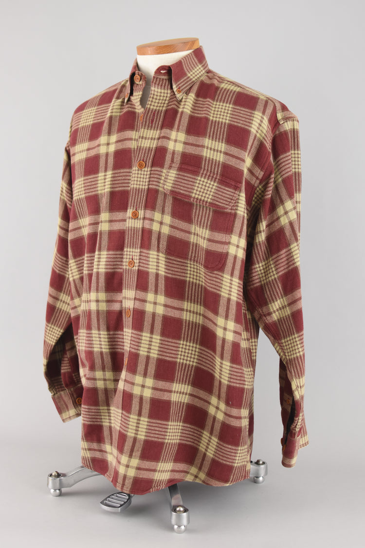 Vintage Orvis Red Plaid Long Sleeve Shirt, Men's Medium - Large