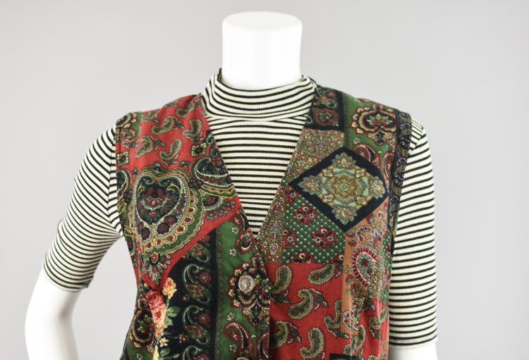 90s Paisley Corduroy Vest Women's Small - Medium