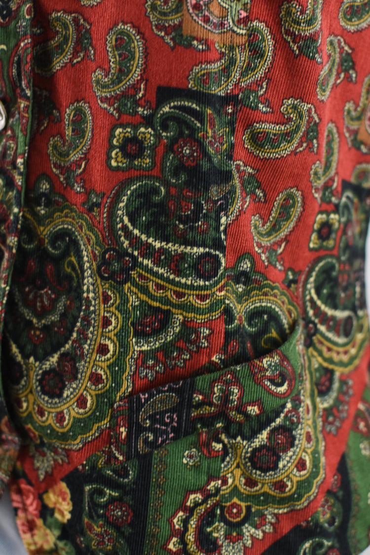 90s Paisley Corduroy Vest Women's Small - Medium