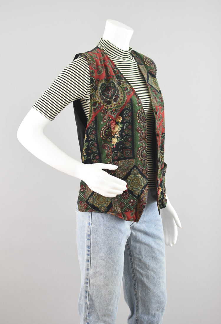 90s Paisley Corduroy Vest Women's Small - Medium