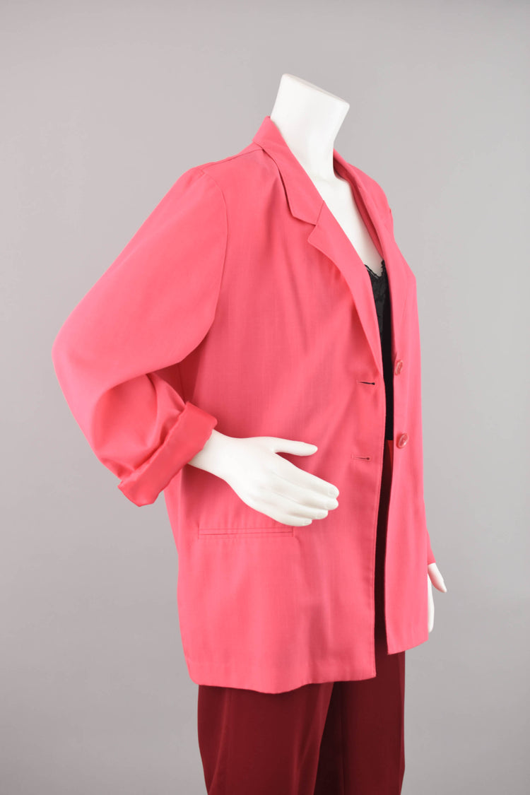 80s Pink Barbiecore Boyfriend Blazer, Women's Size 14