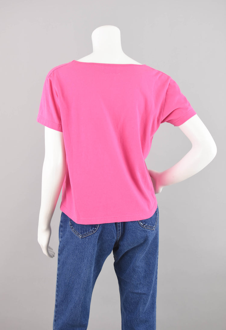 Vintage Esprit Pink Cropped T-shirt Women's Medium